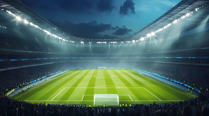 Panoramic View of a Modern Football Stadium