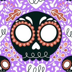 Halloween monsters seamless skulls pattern for wrapping paper and fabrics