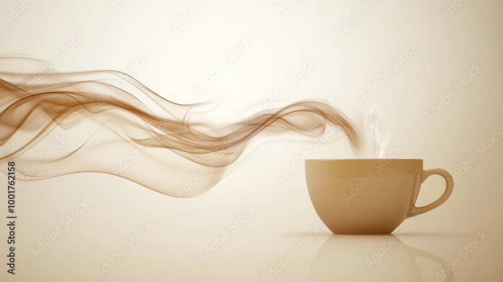 Aufkleber a delicate swirl of steam gracefully rises from an unseen coffee cup in a serene, minimalistic setti
