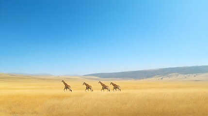 Obraz premium Serene Landscape with Group of Giraffes Walking