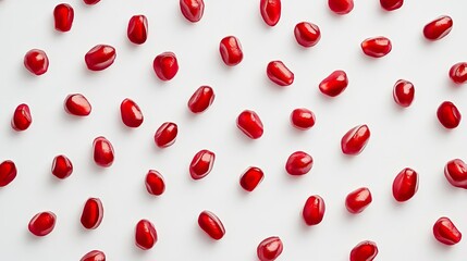 Pomegranate Seeds Pattern White Background