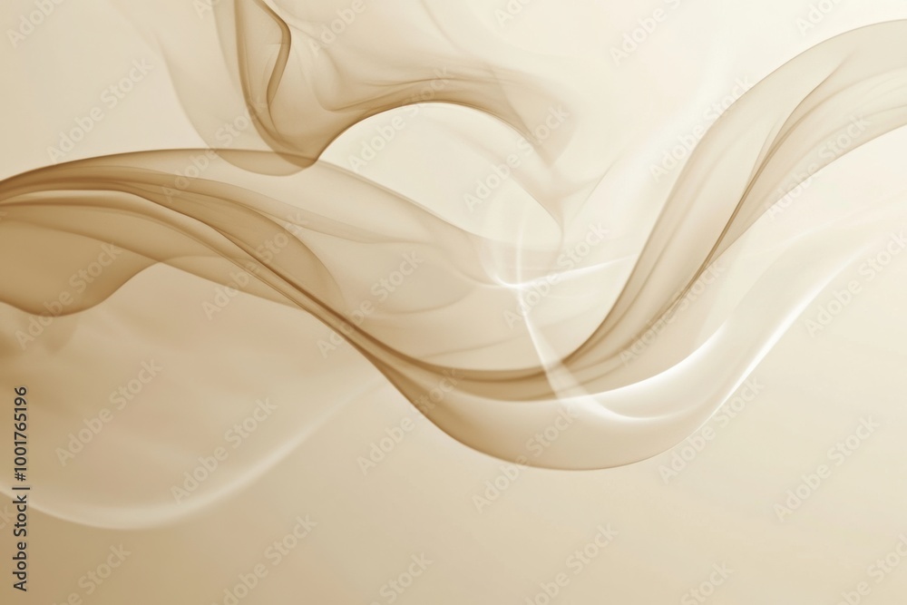 Poster swirling steam rising from a coffee cup creates a delicate dance of shapes in a bright and calming e