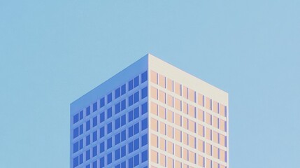 Obraz premium The striking contrast of modern architectural design set against a clear blue sky