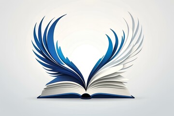 open book with wings in artistic design symbolizing creativity and imagination