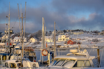 Vikerhagen, Hafen, Norwegen, Winter, Schnee, Eis, vereist, Kälte, Boote, Schiffe, Ort, Dorf,...