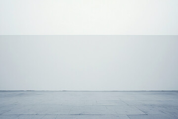 Fototapeta premium A minimalist empty room with light gray walls and a tiled floor, creating a calm and spacious atmosphere 