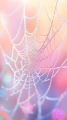 Dewy Spider Web in Soft Natural Light