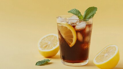 Refreshing Iced Tea with Lemon and Mint Garnish