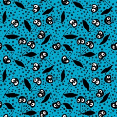 Halloween fruit monsters seamless cherry pattern for fabrics and linens