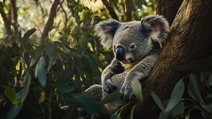 Fototapeta premium Serene Portrait of a Koala Resting in Nature