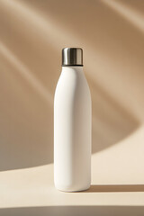 Minimalist White Bottle in Sunlight for Branding or Packaging