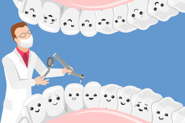 3D Isometric Flat Vector Illustration of Teeth Examination, Dentist Examining Teeth With Instruments