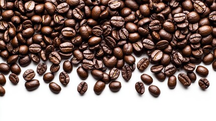 Naklejka premium Coffee Beans Background Roasted Coffee Beans Isolated On White