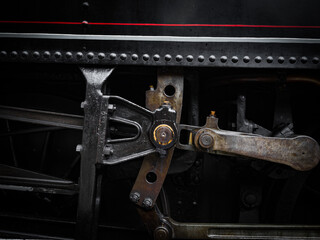 Smallbrook Junction, Isle of Wight, 9th September 2024, detail of wheels and the mechanics of a steam locomotive at the Isle of Wight Steam Railway © Electric Egg Ltd.