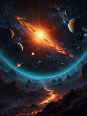 Obraz premium beautiful surreal galactic background ,convex, concave and dome