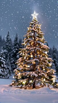 christmas tree in the snow