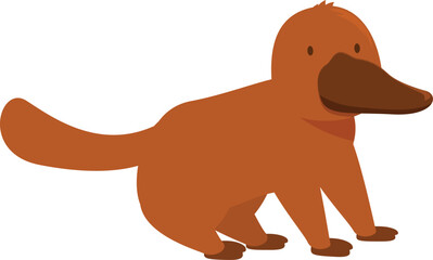Cute platypus walking side view cartoon illustration