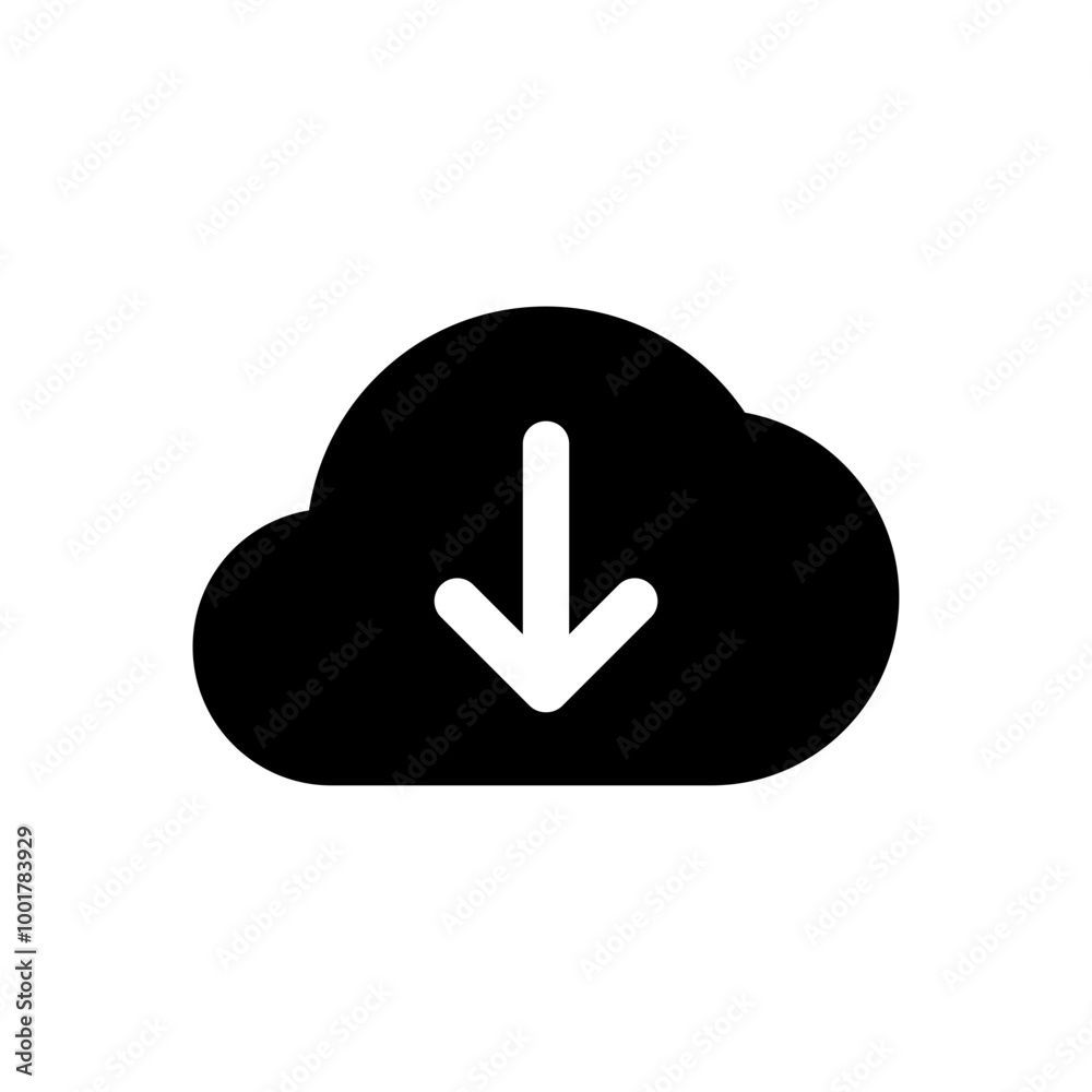 Fototapete cloud download icon with arrow down symbol, save import icon, data storage database icons button	
