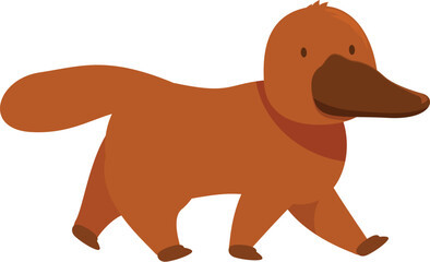 Platypus is walking and looking ahead in this cartoon illustration