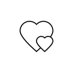 double hearts icon, two hearts icon symbol sign. favorite heart icon button. save or add to favorites icon, like love symbol. web vector icon