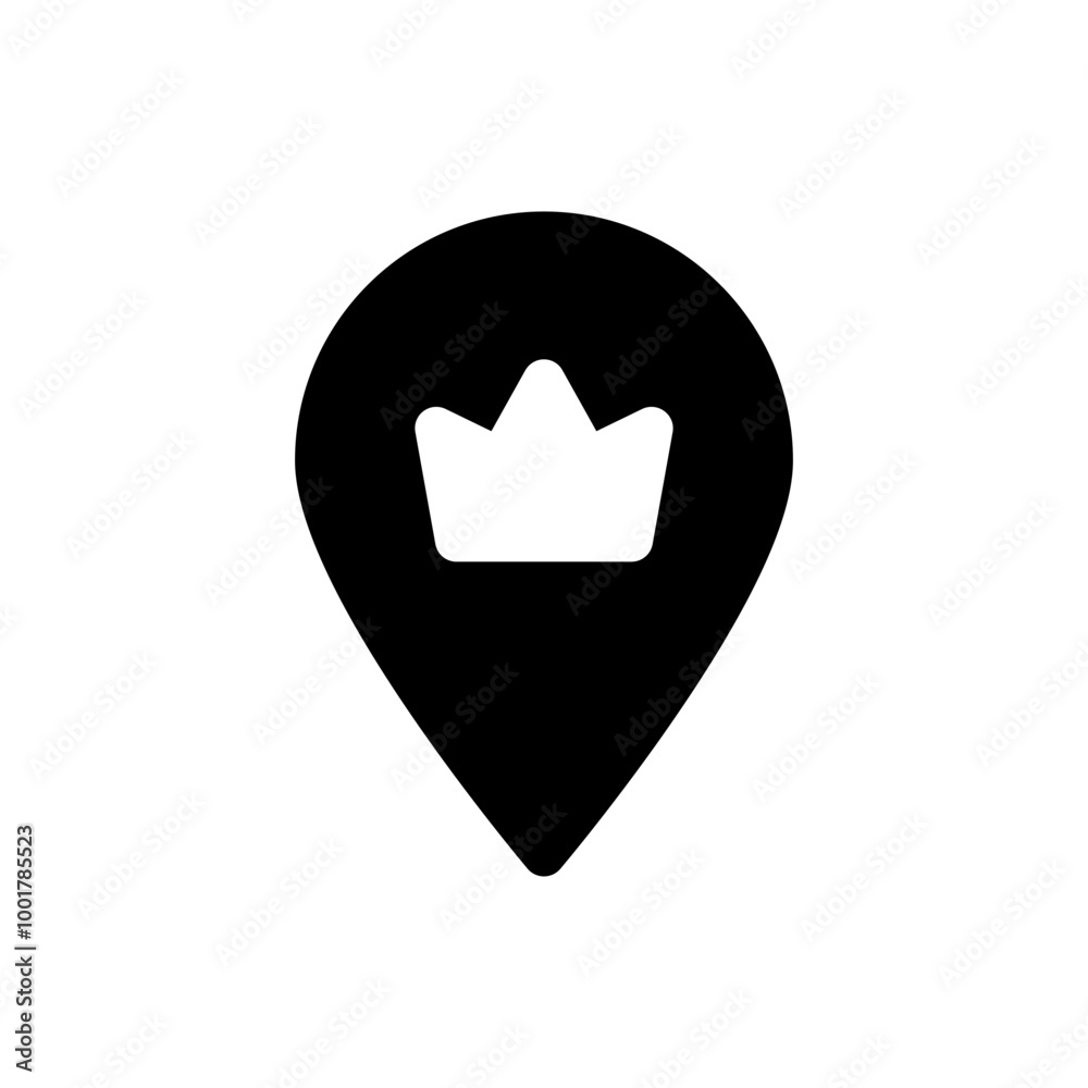 Poster location with crown icon, vip place icon favorite pointer marker icons button, best choice place sig