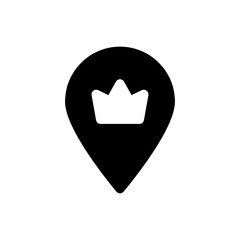 location with crown icon, VIP place icon favorite pointer marker icons button, best choice place sign symbol