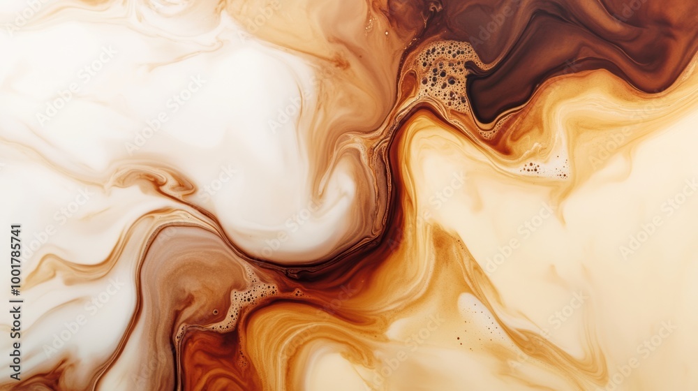 Aufkleber swirling coffee blends seamlessly with milk creating an abstract art piece that captures a moment of