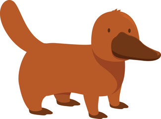 Cartoon platypus is standing and looking forward