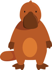 Friendly looking cartoon platypus standing on its hind legs