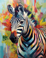 Adorn your wall with a multicolor zebra featuring a captivating Vibrant Wall Art