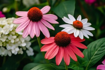 Obraz premium An outdoor flower garden in bloom in Hudson, Quebec, Canada.