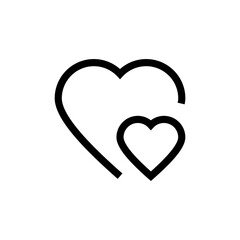 double hearts icon, two hearts icon symbol sign. favorite heart icon button. save or add to favorites icon, like love symbol. web vector icon