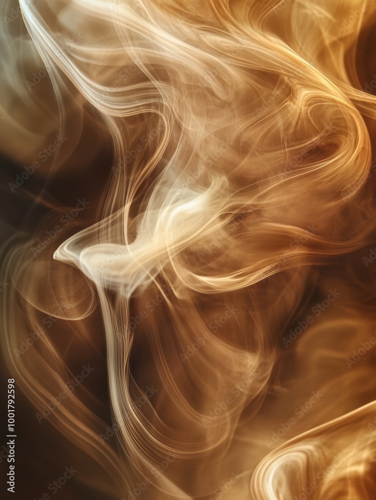 Leinwandbilder intricate swirling patterns of smoke blend harmoniously with deep coffee tones, creating a captivati
