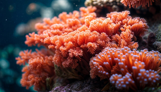 Coral Reef. Red Coral close up. Sea life