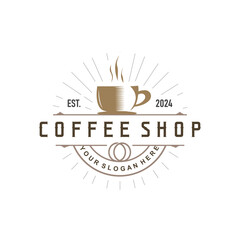 vintage retro design logo coffee bean drink simple concept illustration template