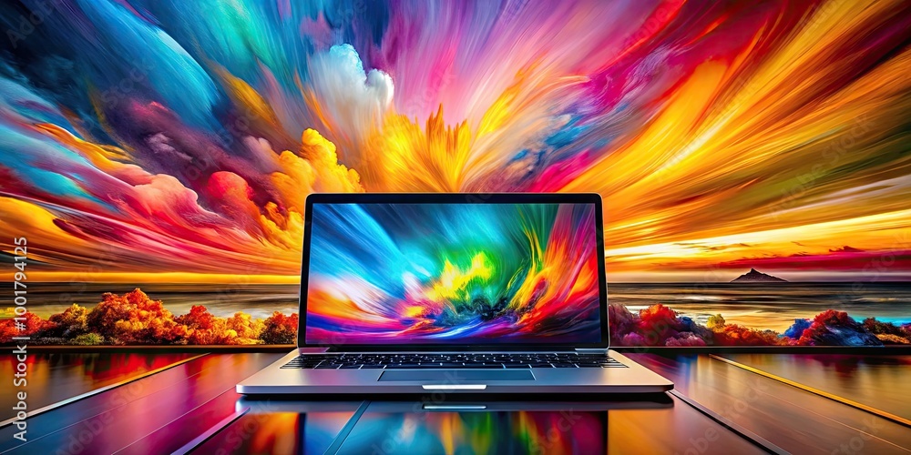 Fototapete Dynamic Glowing Computer Background with Abstract Movement and Vivid Colors for Digital Displays