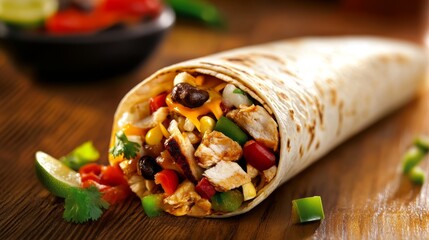 Mexican burrito. Food background