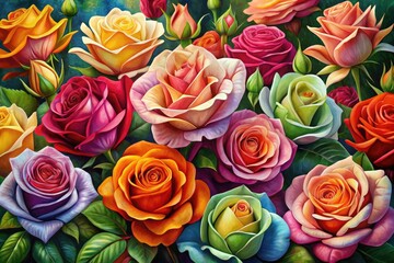Elegant Art Drawings of Roses in Various Styles and Colors for Floral Illustrations and Decor