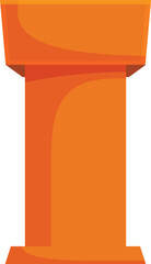 Orange podium is standing tall, ready for important announcements, speeches, or presentations