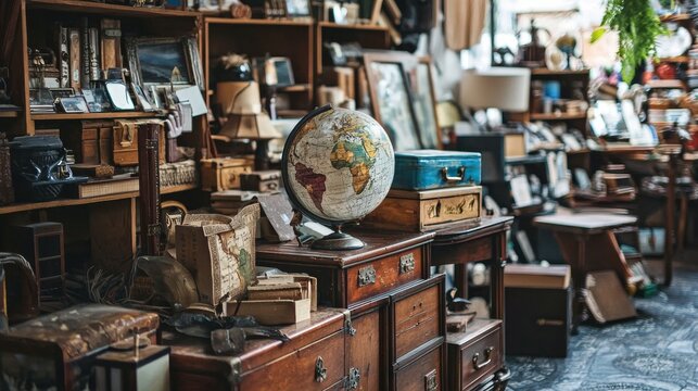 Vintage antique shop filled with nostalgic collectibles