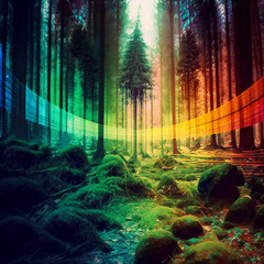 Fototapeta premium Gift a friend a multicolor forest and jungle with a delightful Large Wall Art