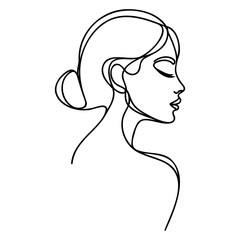 Minimalistic silhouette of woman silhouette. Background. One line drawing.