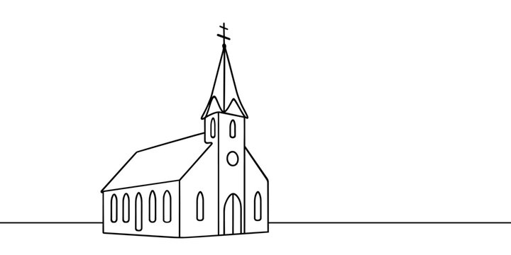 Line drawing of a church