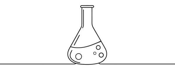 Continuous one line drawing of Laboratory flask