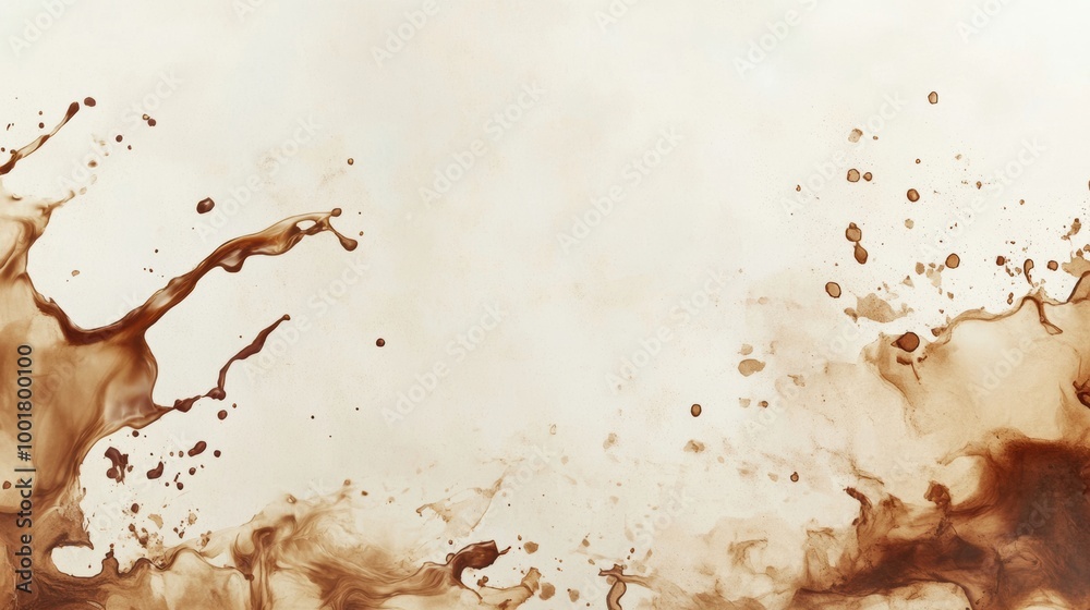 Fototapete artistic background featuring abstract coffee stains and splashes on a light canvas creating a uniqu