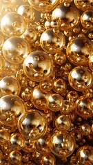 Golden Spheres Glimmering Reflection Fluid Texture Background Abstract