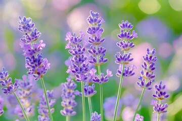 In the middle of a sunny day, flowers grow on plants in close proximity