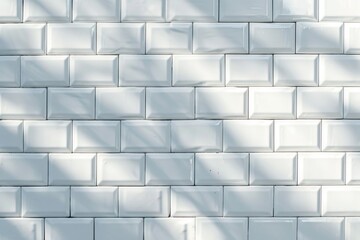 White Tile Wall with Shadow Pattern - Minimalist Design