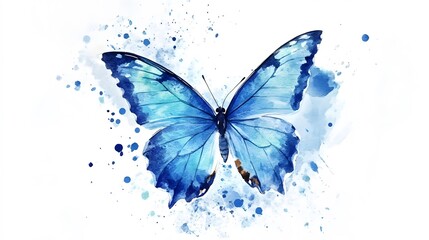 Watercolor Blue Butterfly
