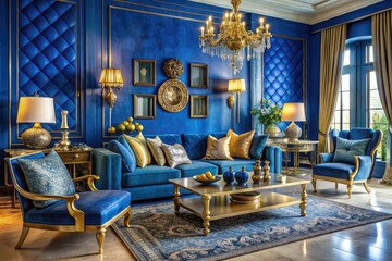 Fototapeta premium Exploring the Aesthetic Harmony of Blue and Gold Color Combinations in Design and Decor